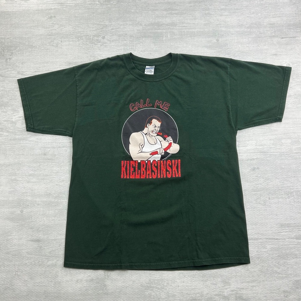 Vintage 2006 Call Me Kielbasinski Shirt Size XL Green Polart Logo